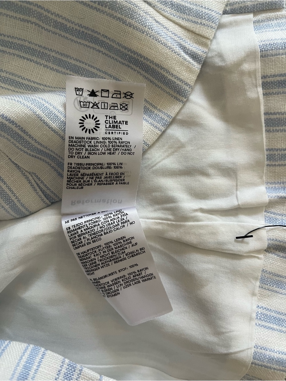 Reformation Indie Linen Top in Swan Stripe - Picture 8 of 8
